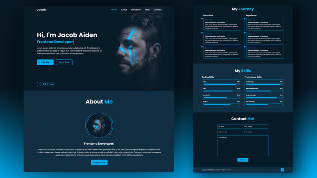 html css javascript portfolio template