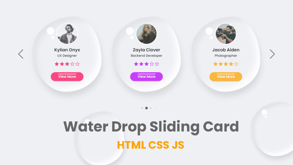 Card Slider with Water Drop Effects in HTML CSS and Javascript