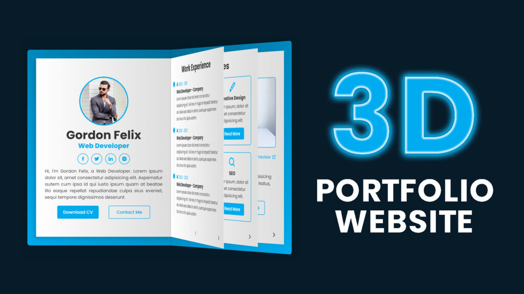 3D Portfolio Website HTML CSS and Javascript