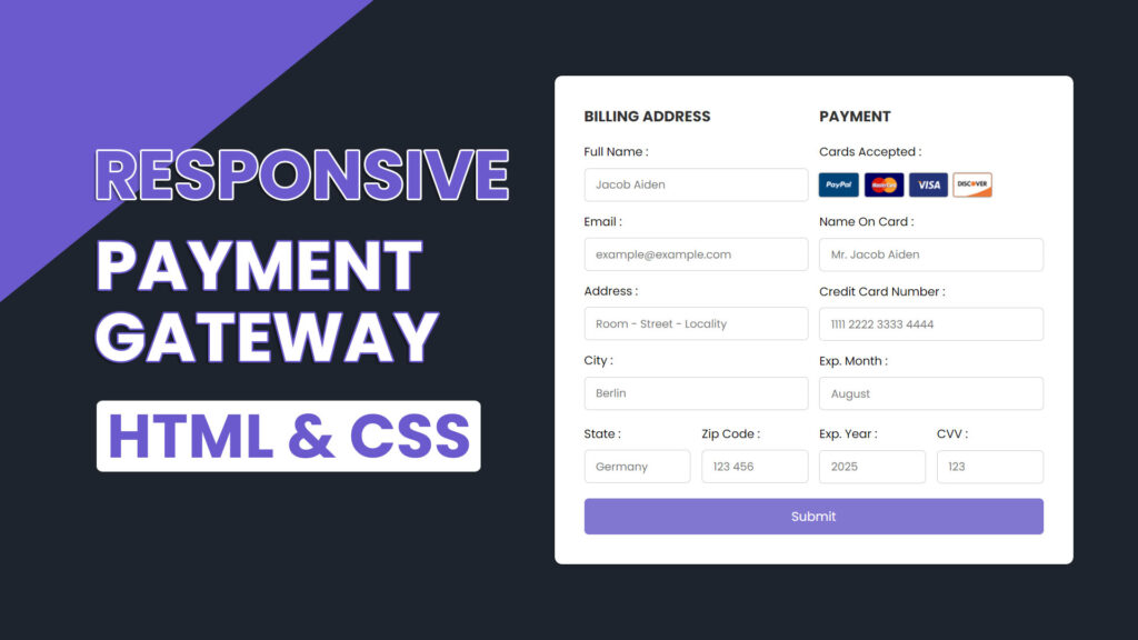 Responsive Payment Gateway Form Design Using HTML And CSS